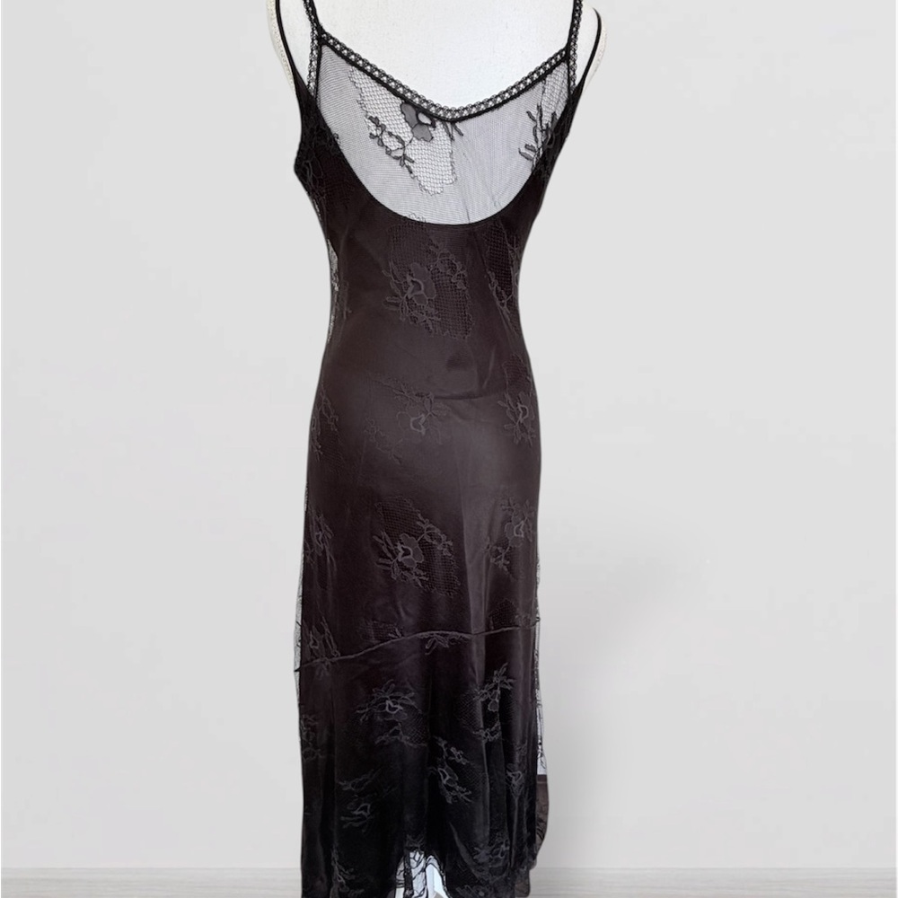 Vtg Max Studio 90s Whimsigoth Black Mesh Maxi Dress - Size M - Picture 2 of 16